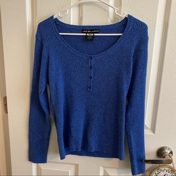 United States Sweaters Long Sleeve Henley Button Top Women's Size Large Blue - Picture 1 of 6